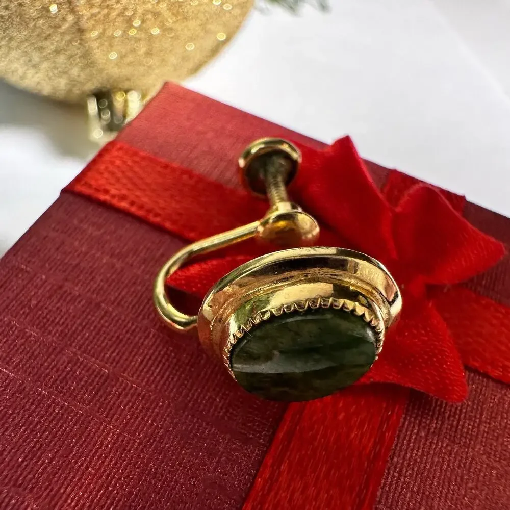 Gold Green Stud earrings
